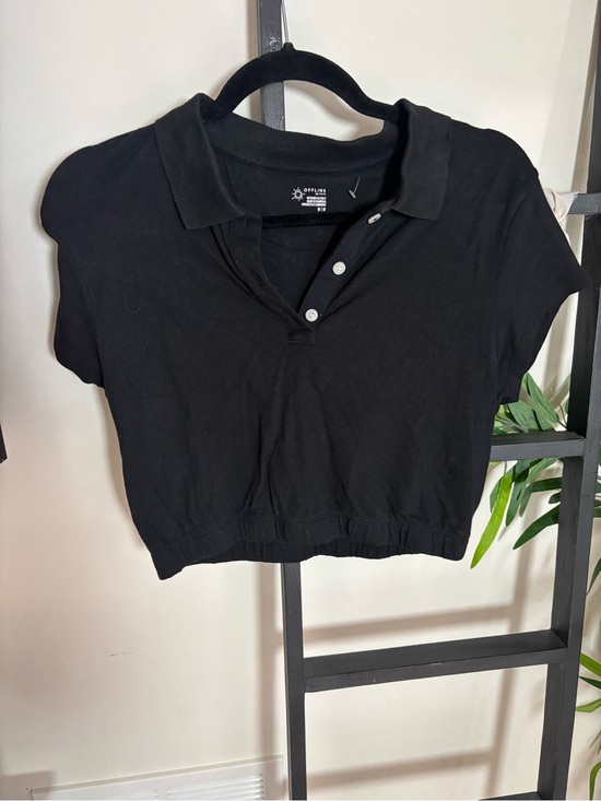 aerie Tops - Aerie Black Cropped Polo Top